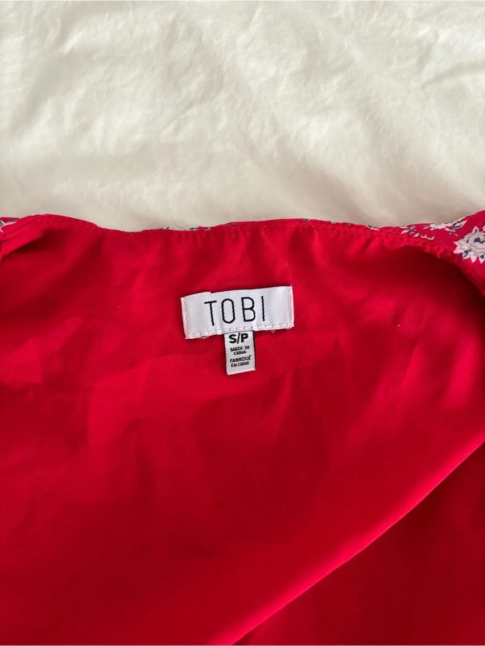 Tobi Red Floral Tie-Front Crop Top & Ruffle Short Set